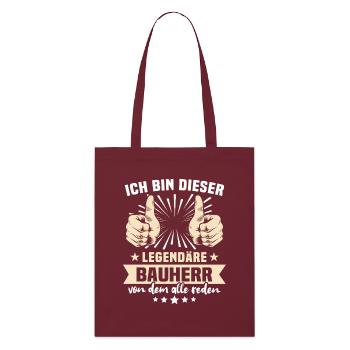 Bauherr Sprüche - Stanley/Stella Bio-Stoffbeutel - Burgunderrot - Vorne