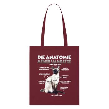 Siamkatzen T | Siamkatze Katzen Siam Katzen - Stanley/Stella Bio-Stoffbeutel - Burgunderrot - Vorne