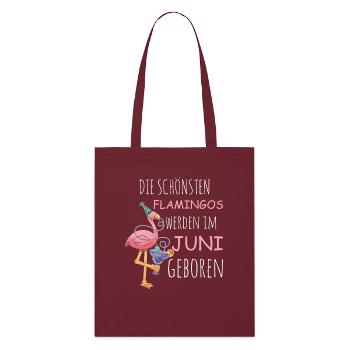 Anniversaire de juin : Flamant rose disant drôle - Tote bag bio Stanley/Stella - bordeaux - Devant