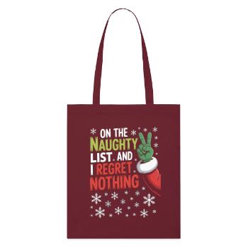 Naughty List I Regret Nothing - Stanley/Stella Organic Tote Bag - burgundy - Front