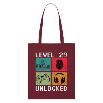 Level 29 Unlocked: Retro Gaming Emblem - Stanley/Stella Bio-Stoffbeutel - Burgunderrot - Vorne