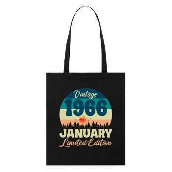 60. Geburtstag 60 Jahre Januar 1966 Geschenkidee - Stanley/Stella Bio-Stoffbeutel - Schwarz - Vorne