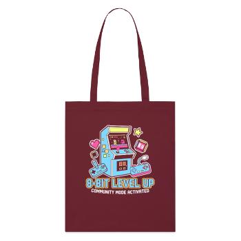 8-Bit LEVEL Arcade Retro Gaming Community - Stanley/Stella Bio-Stoffbeutel - Burgunderrot - Vorne