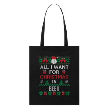 Alles, was ich zu Weihnachten will, ist Bier - Stanley/Stella Bio-Stoffbeutel - Schwarz - Vorne