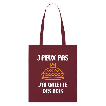Humour galette des rois - Tote bag bio Stanley/Stella - bordeaux - Devant