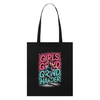 Girls Skate Grind Harder Saying Design - Stanley/Stella Organic Tote Bag - black - Front