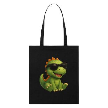 Dinosaurier mit Sonnenbrille - Stanley/Stella Bio-Stoffbeutel - Schwarz - Vorne