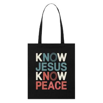 Know Jesus Know Peace - Stanley/Stella Bio-Stoffbeutel - Schwarz - Vorne