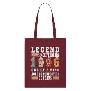 February 1996 Jubilee 1996 Legends February - Stanley/Stella Organic Tote Bag - burgundy - Front