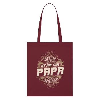 Papa éducateur - Tote bag bio Stanley/Stella - bordeaux - Devant
