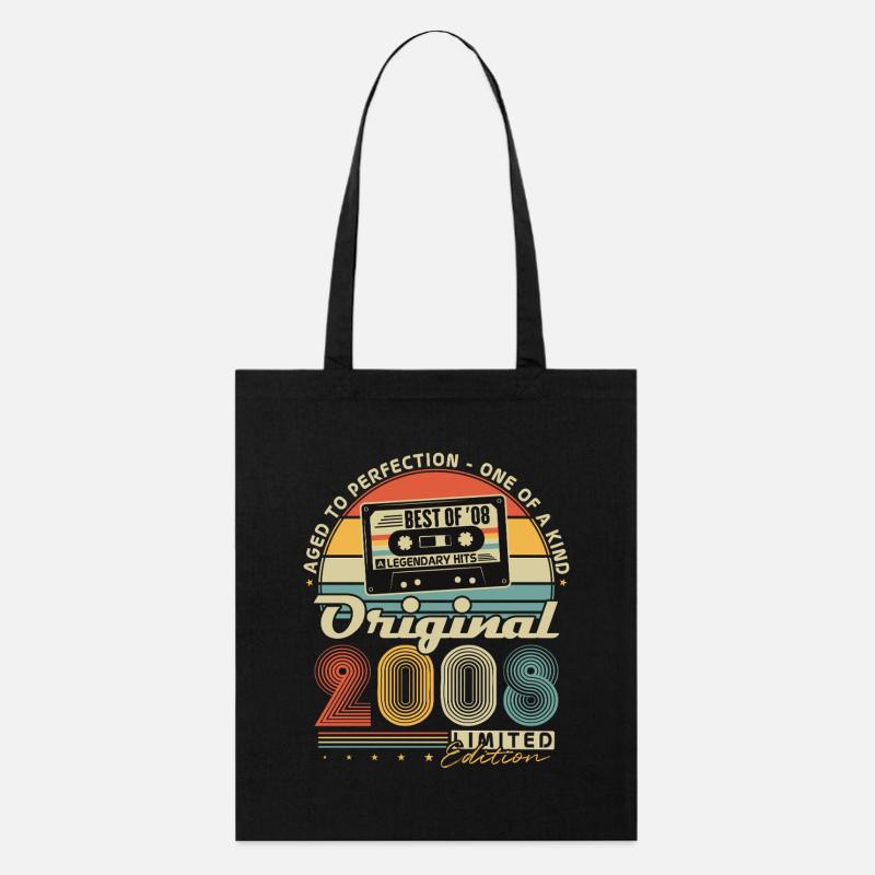 Cadeau rétro vintage pour le 18e anniversaire 2008 - Tote bag bio Stanley/Stella - noir