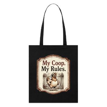My Coop My Rules Lustige Henne Bauernhof Humor - Stanley/Stella Bio-Stoffbeutel - Schwarz - Vorne