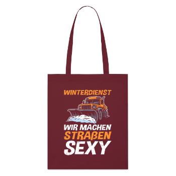 WINTERDIENST WIR MACHEN STRAßEN SEXY Lustig - Stanley/Stella Bio-Stoffbeutel - Burgunderrot - Vorne