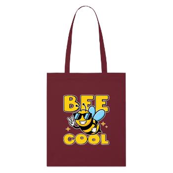 Bee Cool – lustige Biene mit Sonnenbrille & Peace - Stanley/Stella Bio-Stoffbeutel - Burgunderrot - Vorne