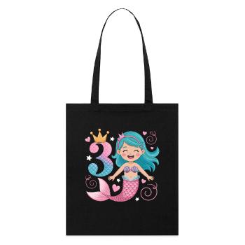 Mermaid 3rd Birthday 3 Years - Stanley/Stella Organic Tote Bag - black - Front