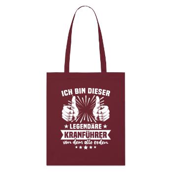 Crane operator legend - Stanley/Stella Organic Tote Bag - burgundy - Front