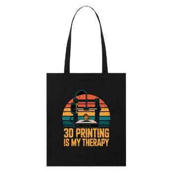 3D Printing Is My Therapy Retro 3D Printer Maker - Stanley/Stella Organic Tote Bag - black - Front