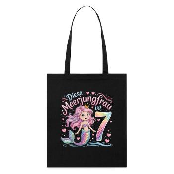 This Mermaid Is 7 Girls 7th Birthday - Stanley/Stella Organic Tote Bag - black - Front