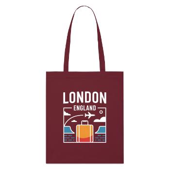 Motif de voyage Londres-Angleterre Voyage en ville - Tote bag bio Stanley/Stella - bordeaux - Devant