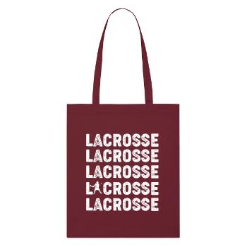 Lacrosse Repeated Text Bold Design - Stanley/Stella Bio-Stoffbeutel - Burgunderrot - Vorne