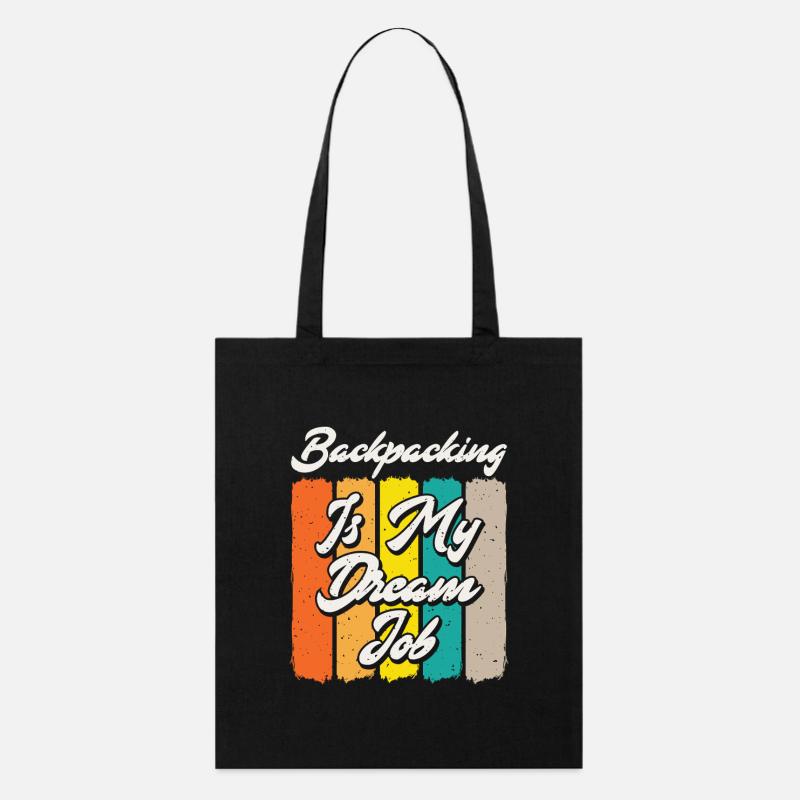 Backpacking Is My Dream Job Retro Sunset Graphic - Stanley/Stella Bio-Stoffbeutel - Schwarz