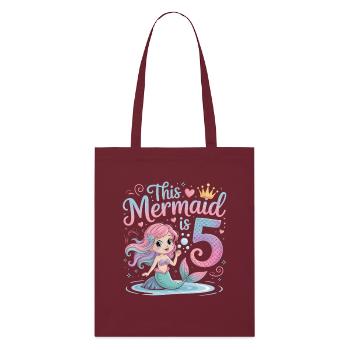 Mermaid 5th Birthday 5 Years - Stanley/Stella Organic Tote Bag - burgundy - Front