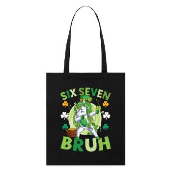 Six Sept 6 7 meme Bruh st Patricks jour Unicorn - Tote bag bio Stanley/Stella - noir - Devant