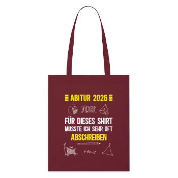 Abitur 2026 Abi 26 Certificat de fin d’études Matura - Tote bag bio Stanley/Stella - bordeaux - Devant