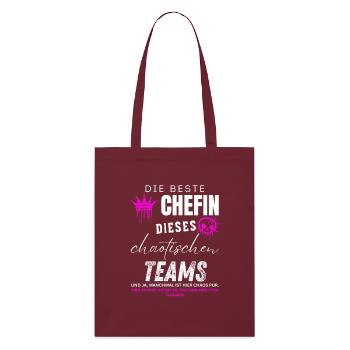 beste Chefin chaotisches Team Chefin geschenke - Tote bag bio Stanley/Stella - bordeaux - Devant