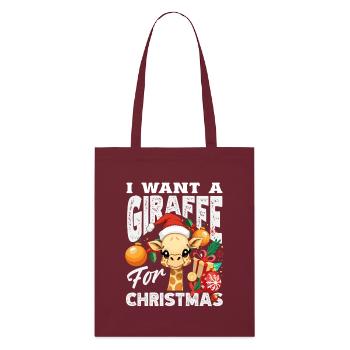 Je souhaite un Noël de girafe - Tote bag bio Stanley/Stella - bordeaux - Devant