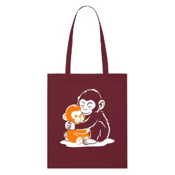 Hugging Monkey Duo - Stanley/Stella Organic Tote Bag - burgundy - Front