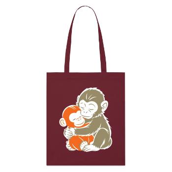Hugging Monkey Duo - Stanley/Stella Organic Tote Bag - burgundy - Front