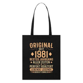 Original Jahrgang 1981 Baujahr Geburtstag - Stanley/Stella Bio-Stoffbeutel - Schwarz - Vorne