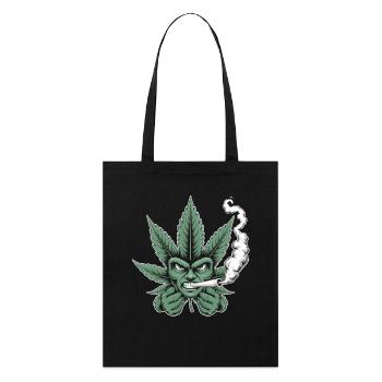 Weed Shirt – Cannabis Blatt Gesicht Kiffer - Stanley/Stella Bio-Stoffbeutel - Schwarz - Vorne