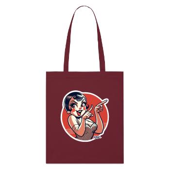 Retro Pinup Vibe in Bold Red - Stanley/Stella Organic Tote Bag - burgundy - Front