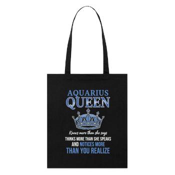 Aquarius Queen Sternzeichen Wassermann - Stanley/Stella Bio-Stoffbeutel - Schwarz - Vorne