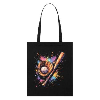 Gant Balle et Batte de Baseball Splash Art - Tote bag bio Stanley/Stella - noir - Devant
