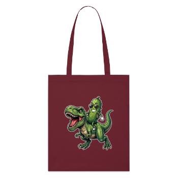 Saure Gurke reitet auf Dinosaurier - Stanley/Stella Bio-Stoffbeutel - Burgunderrot - Vorne
