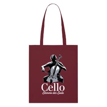 Cello Stimme der Seele - Spruch für Cellisten - Stanley/Stella Bio-Stoffbeutel - Burgunderrot - Vorne