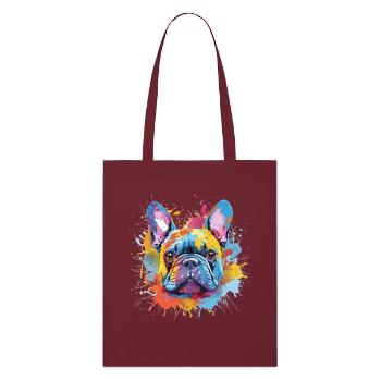 Art coloré de chien Bouledogue Français - Tote bag bio Stanley/Stella - bordeaux - Devant
