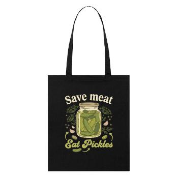 Save Meat Eat Pickles Vegan Lustig Spruch - Stanley/Stella Bio-Stoffbeutel - Schwarz - Vorne