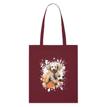 Pudel Hund Fussball Team - Stanley/Stella Bio-Stoffbeutel - Burgunderrot - Vorne