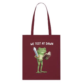 Dawn Quest Frog: Sword & Tome - Stanley/Stella Organic Tote Bag - burgundy - Front