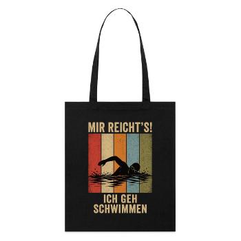 Mir reicht's Ich geh schwimmen Retro Schwimmer - Stanley/Stella Bio-Stoffbeutel - Schwarz - Vorne