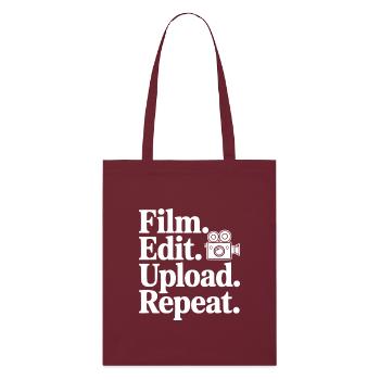 Film. Edit. Hochladen. Wiederholen. - Stanley/Stella Bio-Stoffbeutel - Burgunderrot - Vorne
