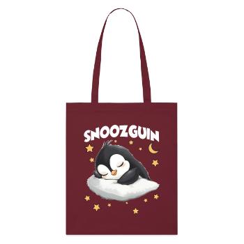 Snoozguin Penguin Sleepyheads Late Riser - Stanley/Stella Organic Tote Bag - burgundy - Front