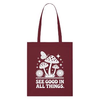 Pilze T-Shirt See Good In All Things Boho - Stanley/Stella Bio-Stoffbeutel - Burgunderrot - Vorne