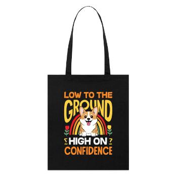 Short Legs, Tall Setting, Corgi - Stanley/Stella Organic Tote Bag - black - Front