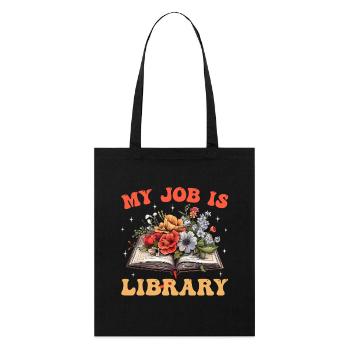 Mon travail est le livre de fleurs à la bibliothèque - Tote bag bio Stanley/Stella - noir - Devant
