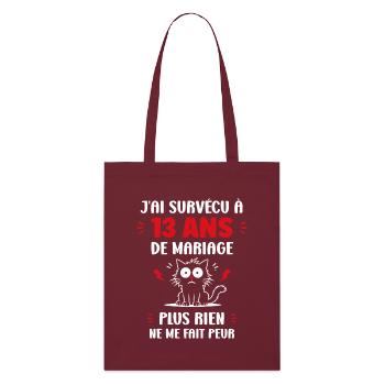 Survivre 13 Ans Mariage Chat - Tote bag bio Stanley/Stella - bordeaux - Devant